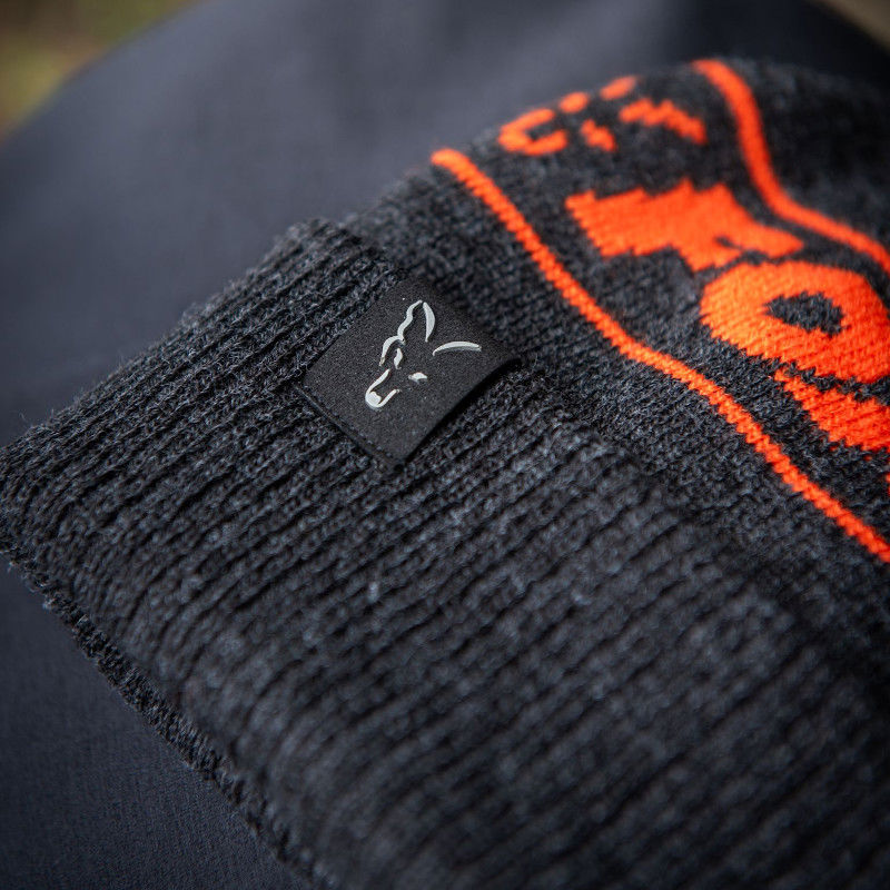 Fox Collection Beanie Hat Black & Orange