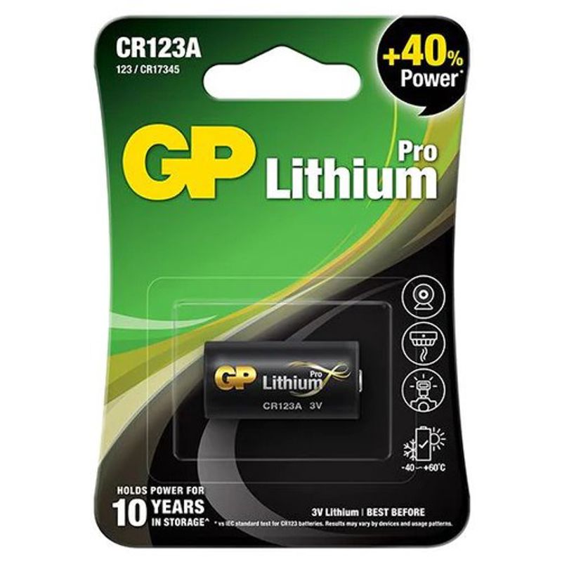 GP CR123A Lithium Pro Bite Alarm Battery