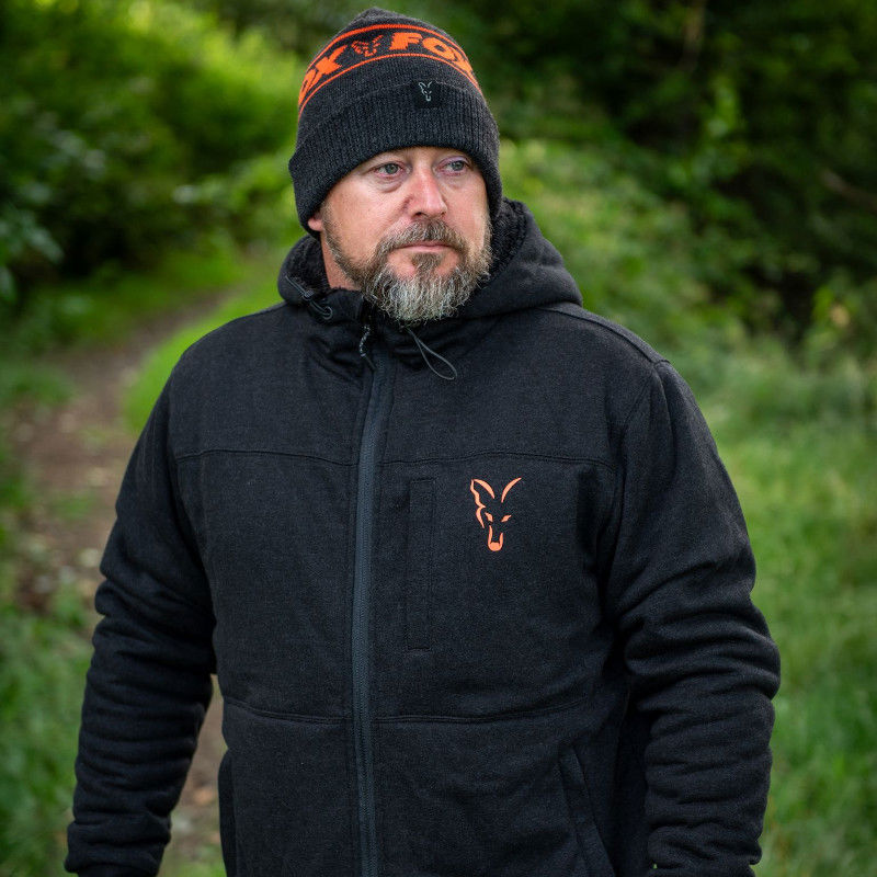 Fox Collection Sherpa Jacket Black & Orange