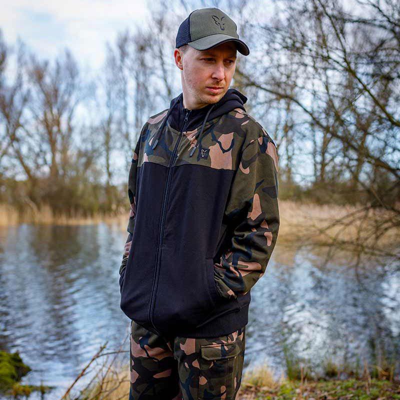 Fox LW Black/Camo Split Zip Hoody