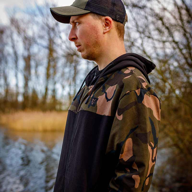 Fox LW Black/Camo Split Zip Hoody